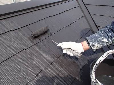 【屋根塗装】上塗り（遮熱塗料：クールタイトＳｉ）