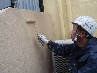 【塀塗装】上塗り（クリーンマイルドシリコン）