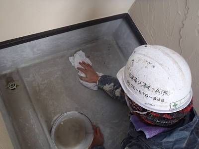 【FRP防水塗装】アセトン拭き