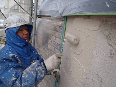 【外壁塗装】中塗り（アートフレッシュ）