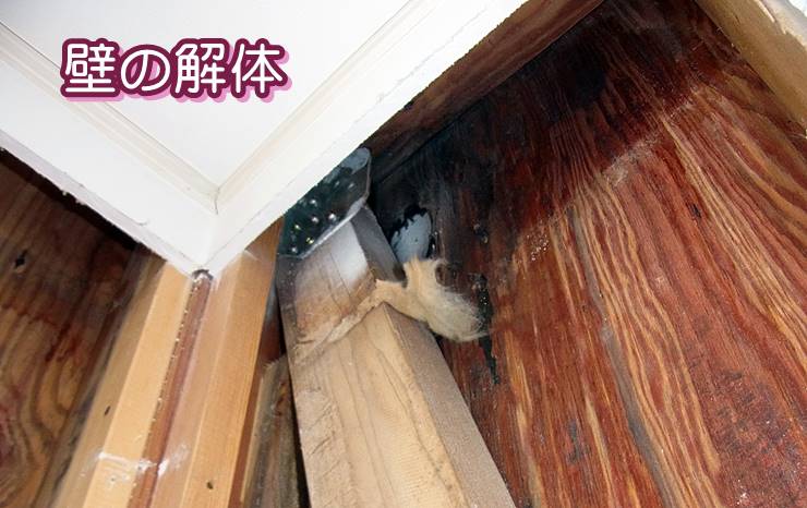 雨漏り後の室内壁の解体