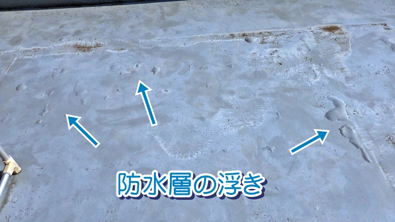 防水層の浮き・膨れ