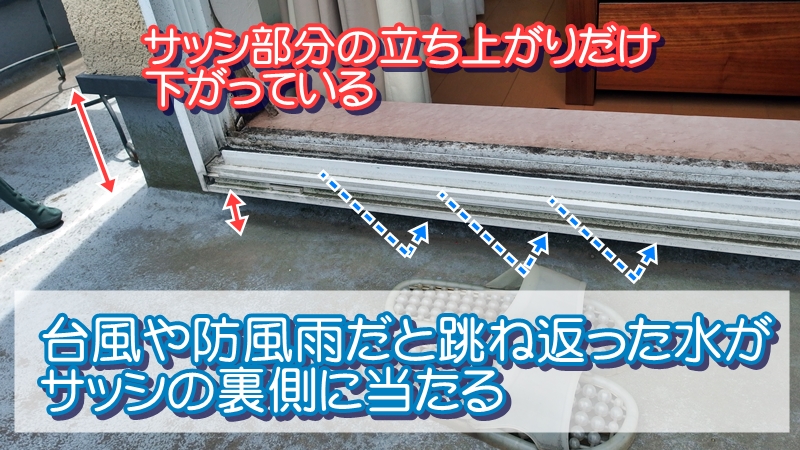 バルコニーFRP防水の立ち上がり