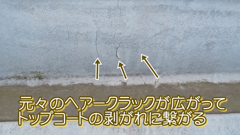 剥がれに繋がったヘアークラック