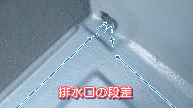 FRP防水再工事 排水口の段差の完成