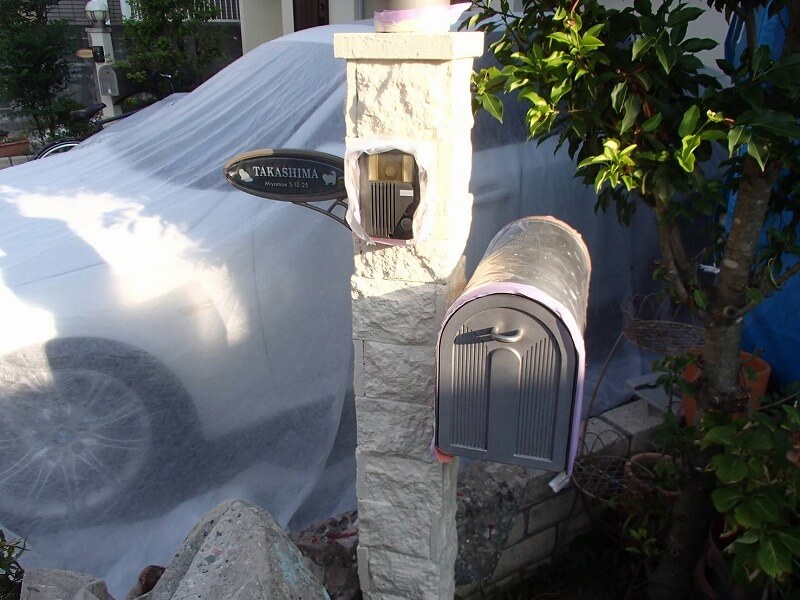 外壁塗装 杉並区Ｔ様邸 門柱中塗り完了2020081916668