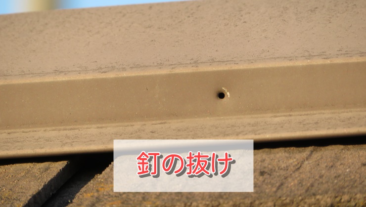 棟板金の釘の抜け