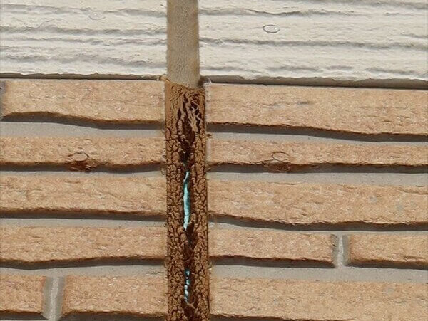 シールが裂けて下地が見えています。